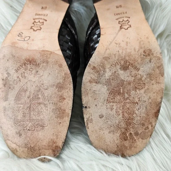 Brighton Franki Mules Womens 8 Brown Leather Croc Alligator Embossed Woven Charm - Picture 11 of 13